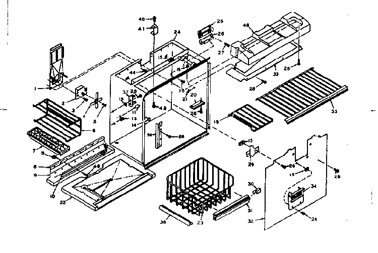 Refrigerator Freezer Section Parts Diagram and Parts List for 106U16G1  Kenmore Refrigerator
