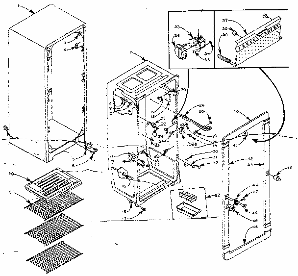 Refrigerator Cabinet Parts Diagram and Parts List for 106M8A-F  Kenmore Refrigerator