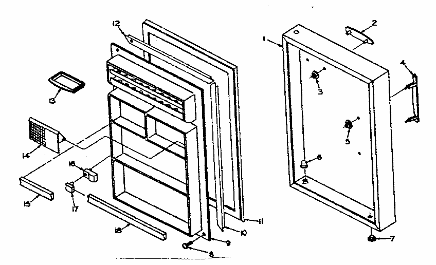 Door Parts Diagram and Parts List for 106U11AL  Kenmore Refrigerator