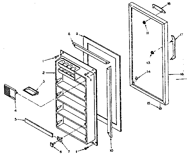 Door Parts Diagram and Parts List for 106T13ML1  Kenmore Refrigerator