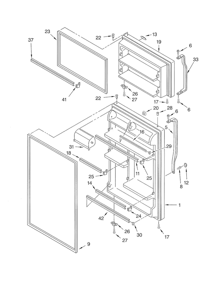 Door Diagram and Parts List for ET8GHMXLQ02  Whirlpool Refrigerator