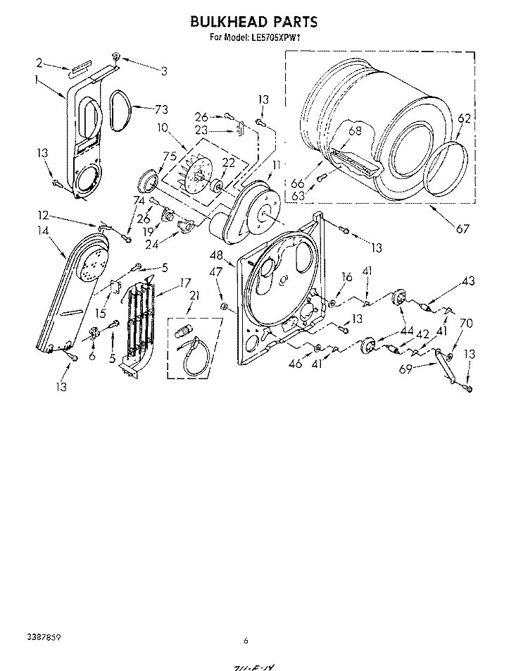 SECTION Diagram and Parts List for  Whirlpool Dryer