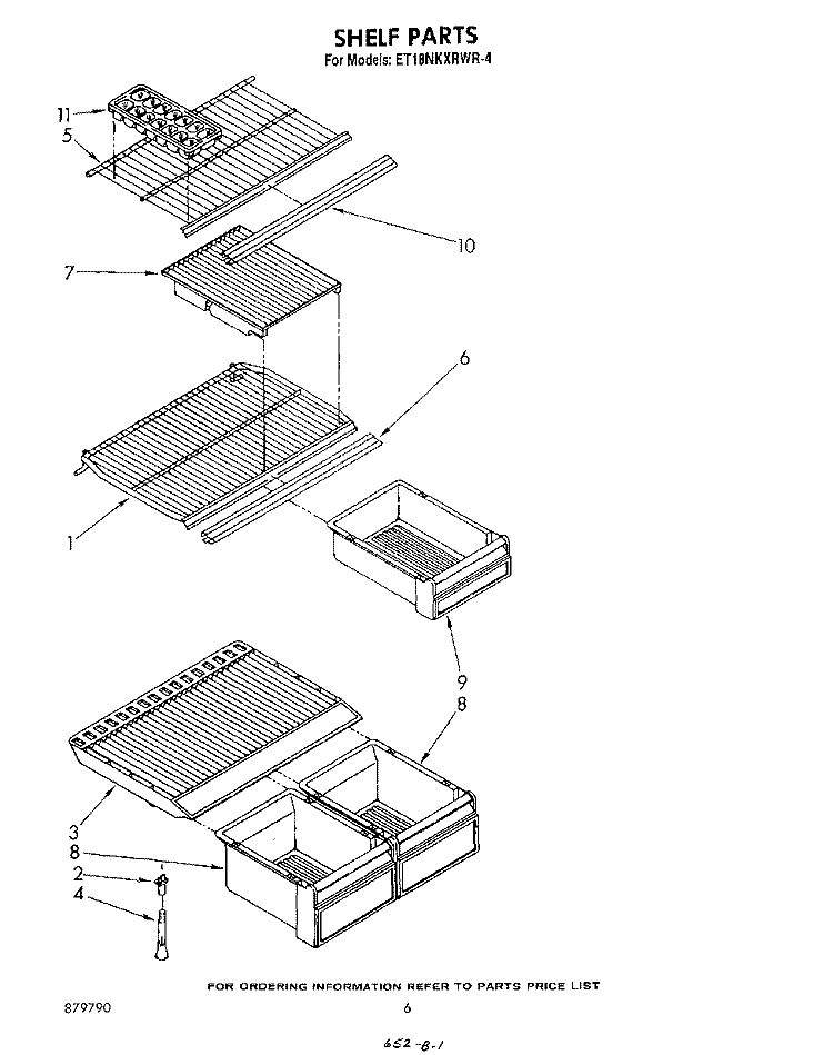SHELF Diagram and Parts List for ET18NKXRWR4  Whirlpool Refrigerator
