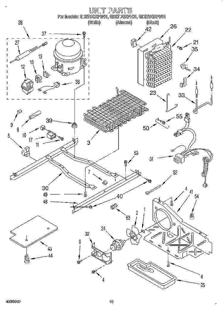 UNIT Diagram and Parts List for GD27DQXFB01  Whirlpool Refrigerator