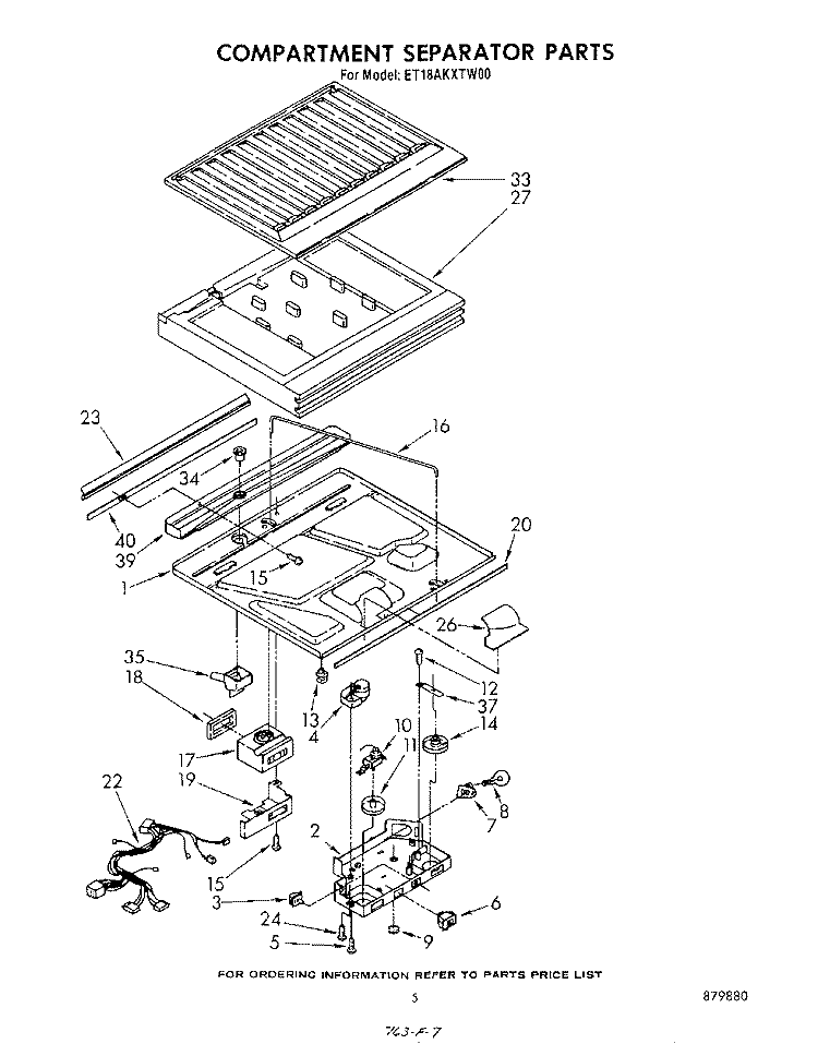 COMPARTMENT SEPARATOR Diagram and Parts List for ET18AKXTM00  Whirlpool Refrigerator