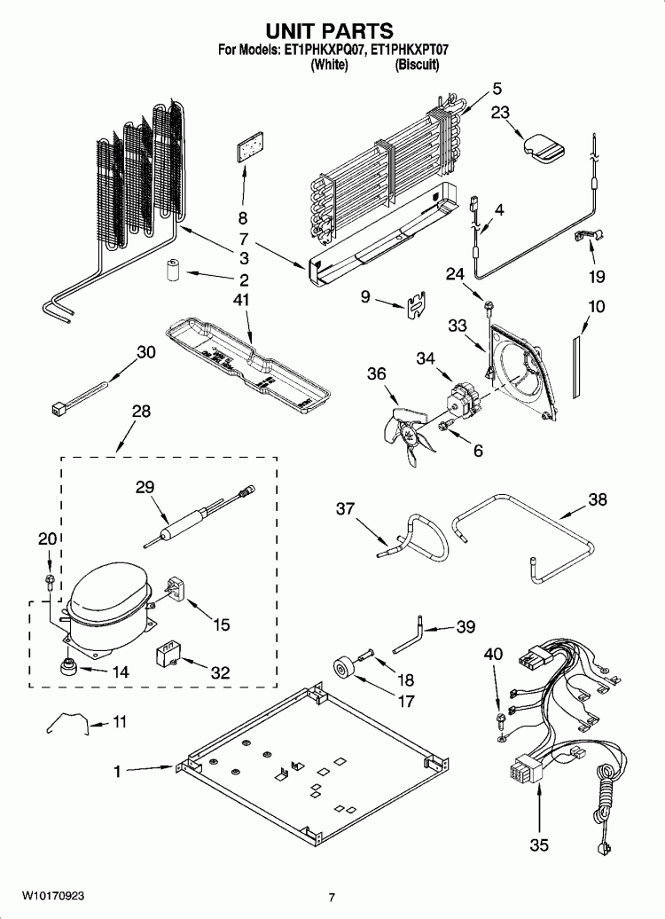 UNIT PARTS Diagram and Parts List for ET1PHKXPT07  Whirlpool Refrigerator
