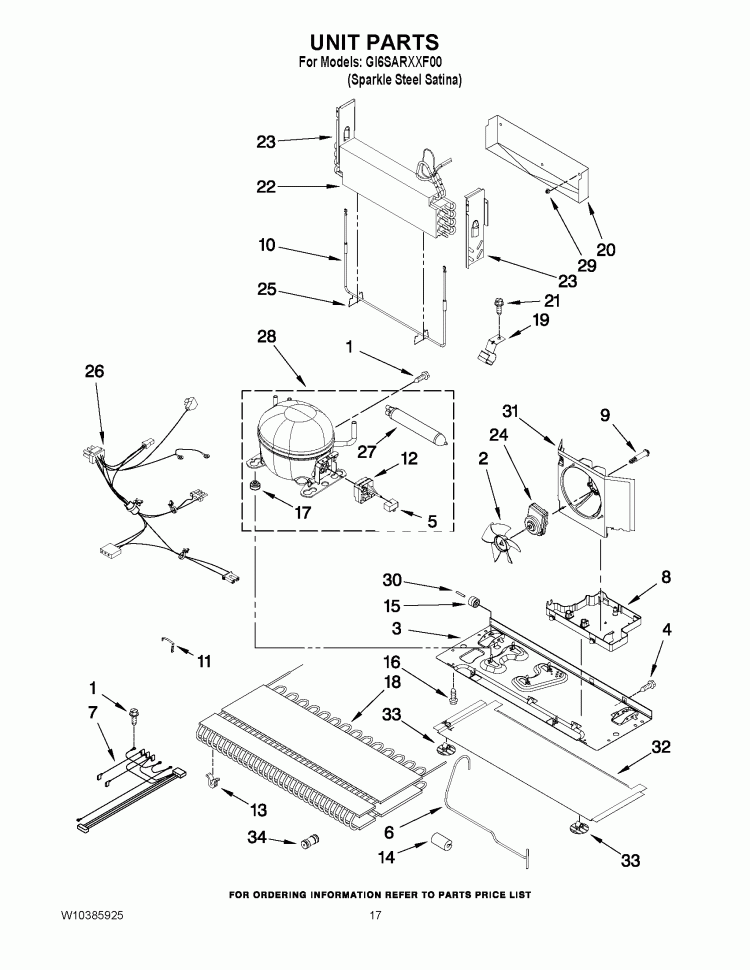 UNIT PARTS Diagram and Parts List for GI6SARXXF00  Whirlpool Refrigerator