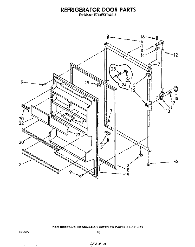 REFRIGERATOR DOOR , NOT ILLUSTRATED Diagram and Parts List for ET18VKXRWR2  Whirlpool Refrigerator