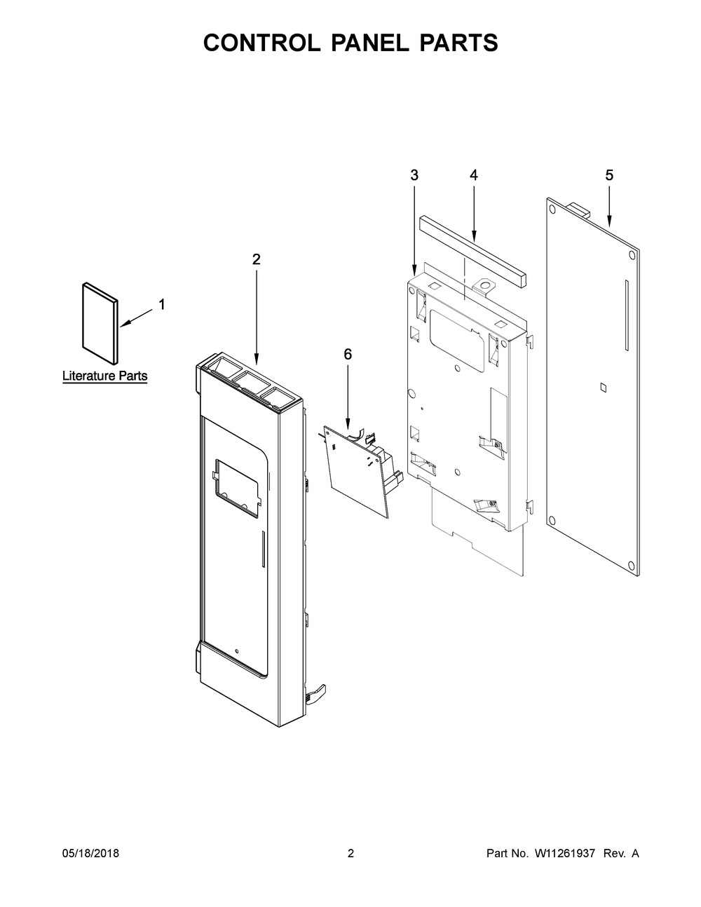 Control Panel Parts Diagram and Parts List for  Whirlpool Microwave