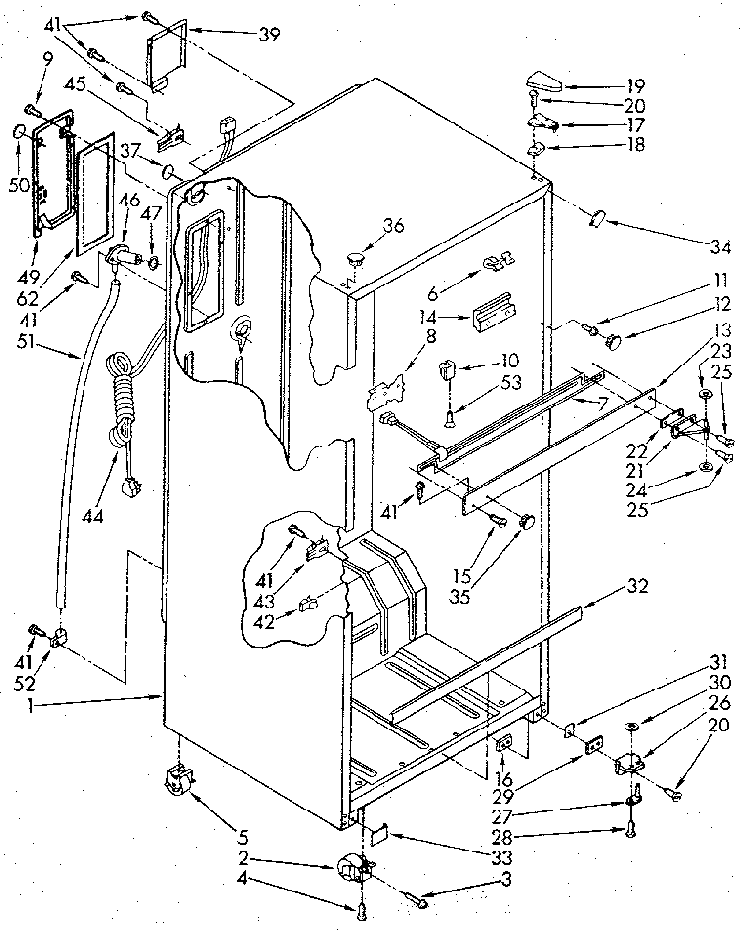 Cabinet Diagram and Parts List for ET18GKXSG0A  Whirlpool Refrigerator