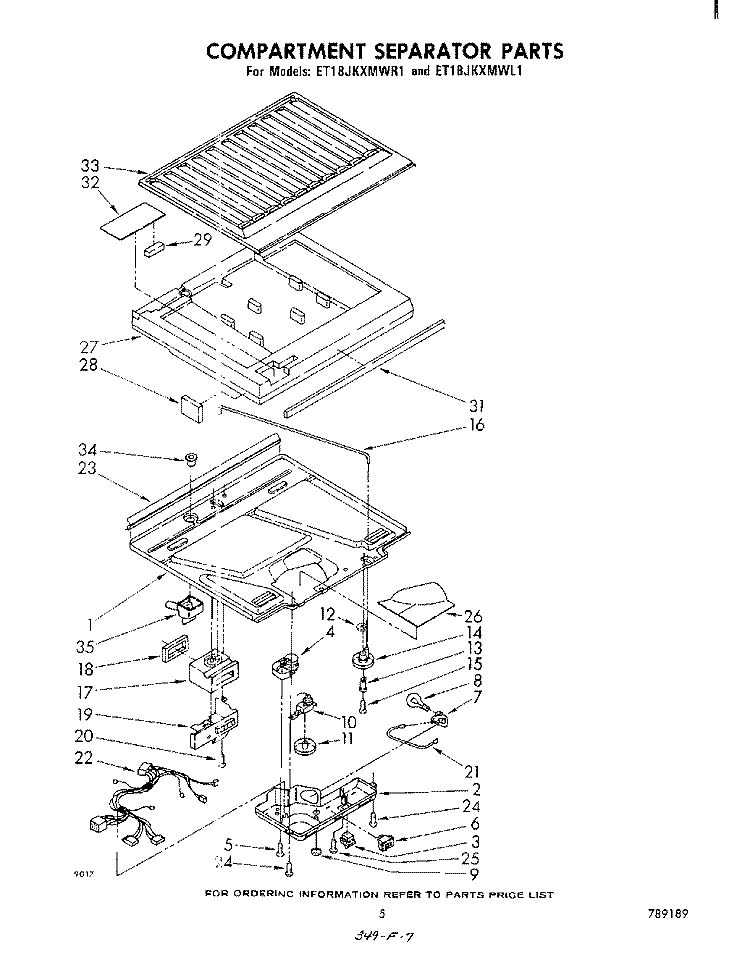 COMPARTMENT SEPARATOR Diagram and Parts List for ET18JKXMWR1  Whirlpool Refrigerator