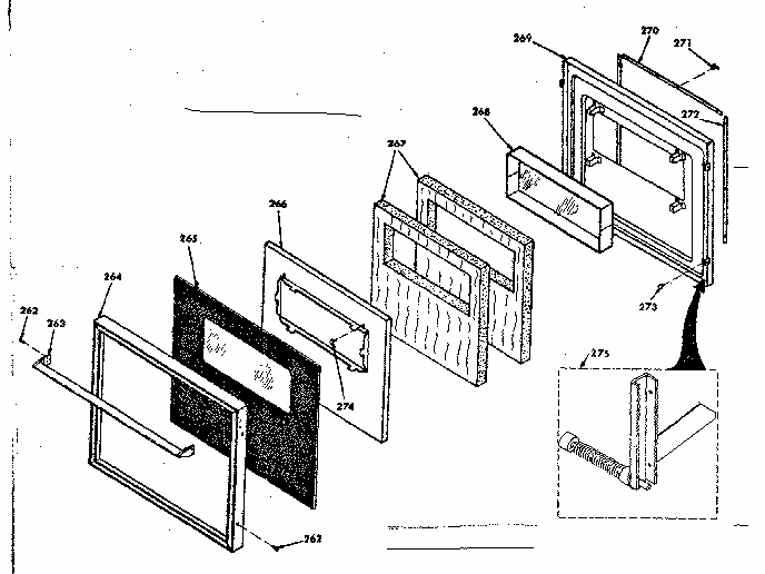 Lower Black Glass Door Diagram and Parts List for 8504277200  Kenmore Range