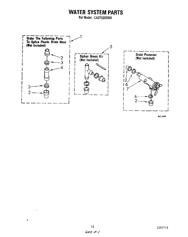 WATER SYSTEM Diagram and Parts List for  Whirlpool Washer