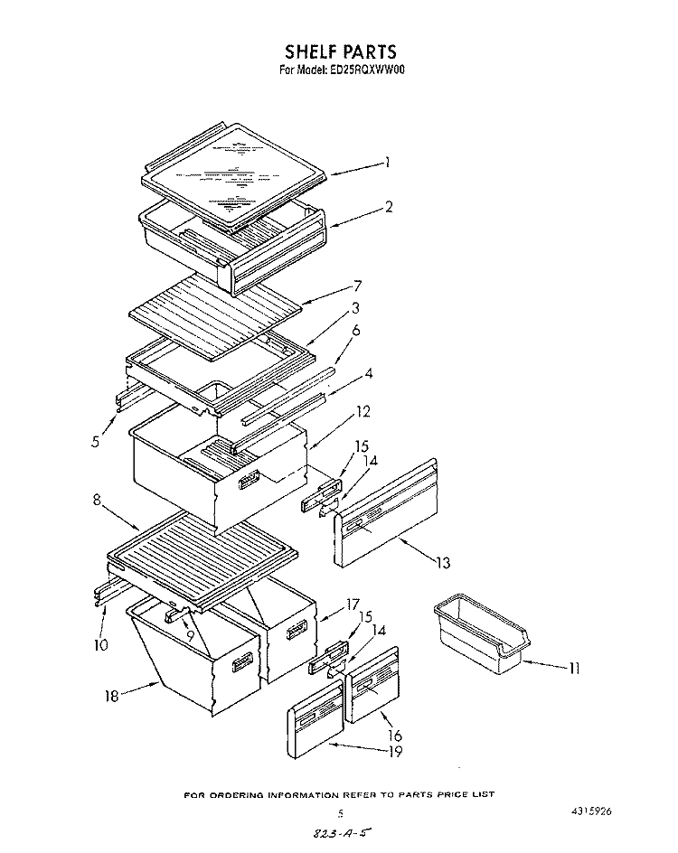 SHELF Diagram and Parts List for ED25RQXWW00  Whirlpool Refrigerator