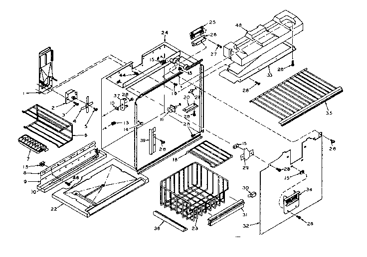Freezer Section Parts Diagram and Parts List for 106W16GL2  Kenmore Refrigerator