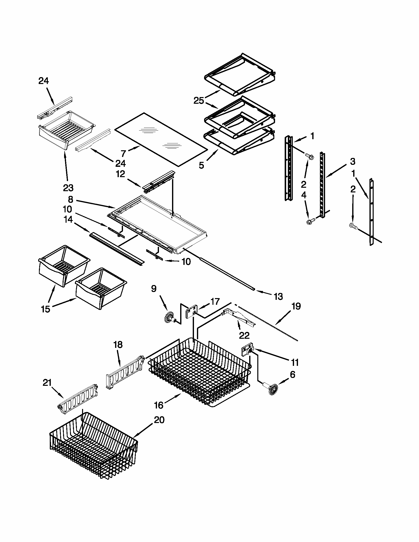 Shelf Parts Diagram and Parts List for GB9FHDXWS09  Whirlpool Refrigerator