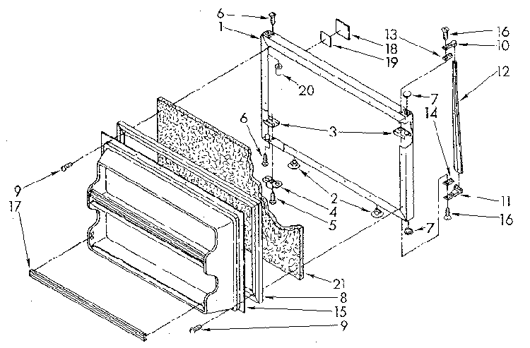 Freezer Door Diagram and Parts List for ET18JKYSM02  Whirlpool Refrigerator