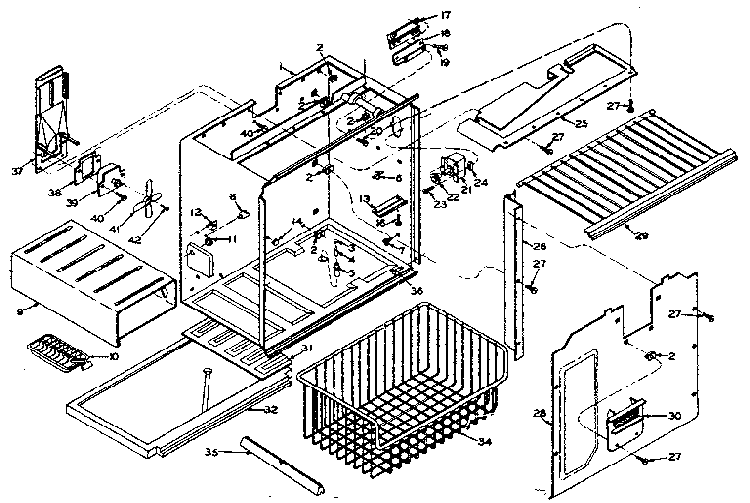 Freezer Section Parts Diagram and Parts List for 106S14FL  Kenmore Refrigerator