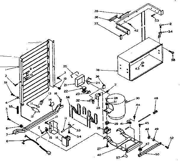 Refrigerator Unit Parts Diagram and Parts List for 106U14FS1M  Kenmore Refrigerator