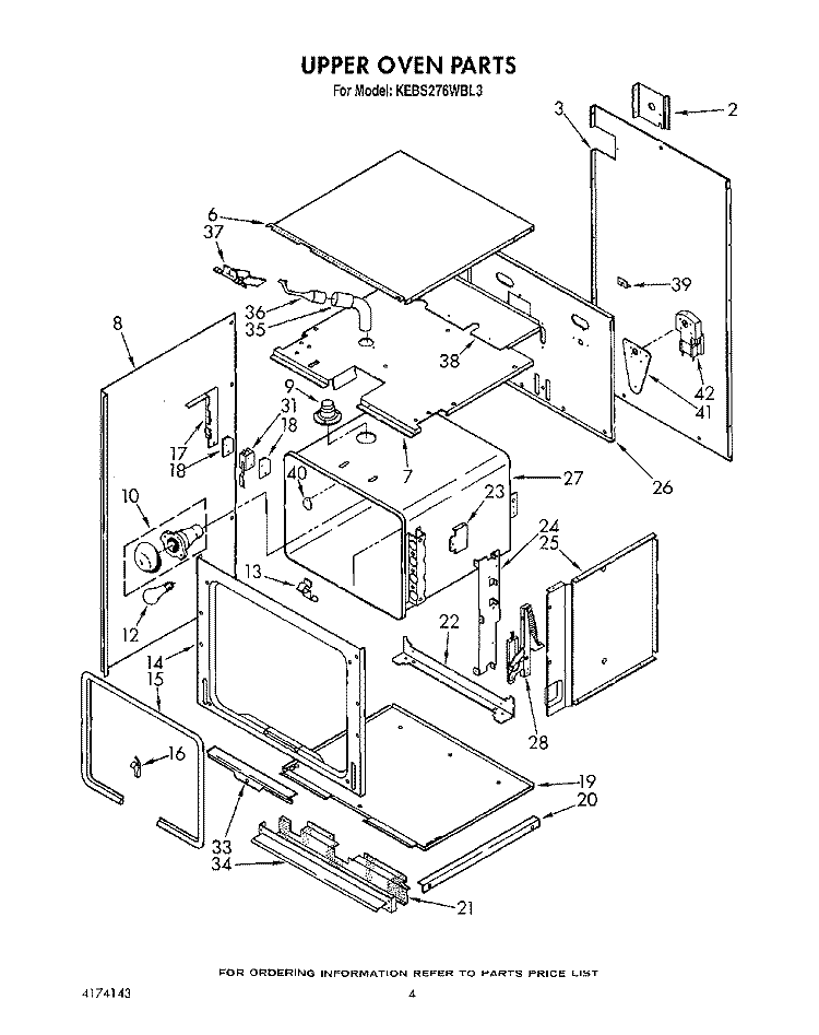 UPPER OVEN, OPTIONAL Diagram and Parts List for KEBS276WBL3  KitchenAid Wall Oven
