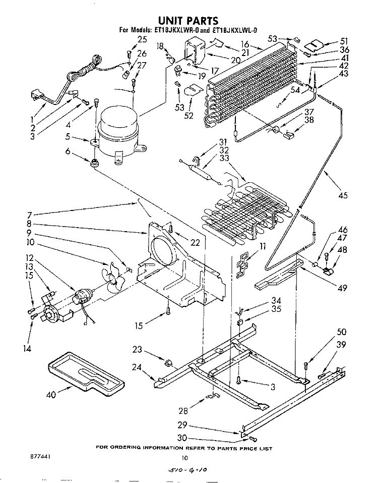 UNIT , NOT ILLUSTRATED AND OPTIONAL Diagram and Parts List for ET18JKXLWL0  Whirlpool Refrigerator