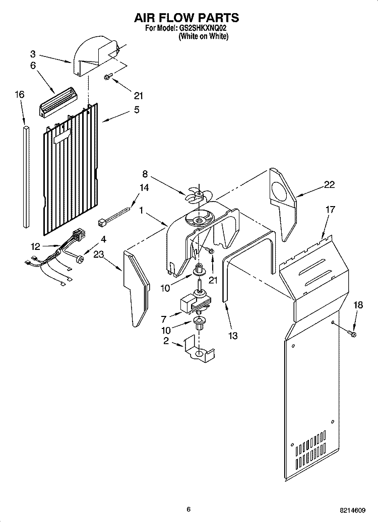 AIR FLOW PARTS Diagram and Parts List for GS2SHKXNQ02  Whirlpool Refrigerator