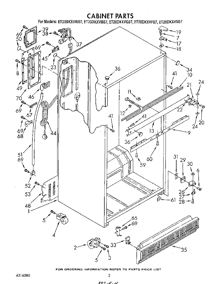 CABINET Diagram and Parts List for ET20DKXVF07  Whirlpool Refrigerator