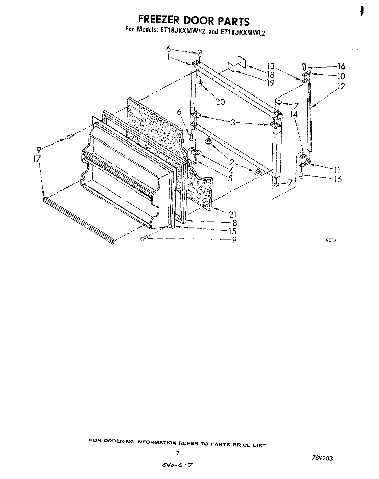 FREEZER Diagram and Parts List for ET18JKXMWR2  Whirlpool Refrigerator