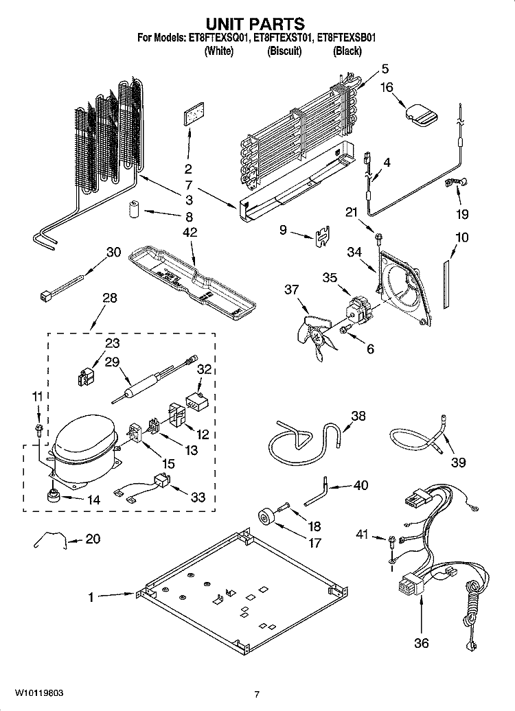 UNIT PARTS Diagram and Parts List for ET8FTEXST01  Whirlpool Refrigerator
