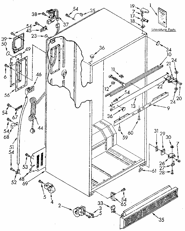 Cabinet Diagram and Parts List for 1069608610 SKR501W0 Kenmore Refrigerator