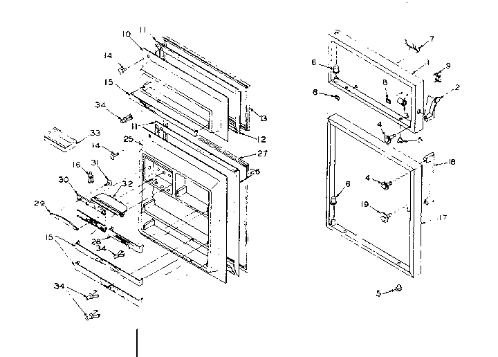 Refrigerator Door Parts Diagram and Parts List for 106R12D1  Kenmore Refrigerator