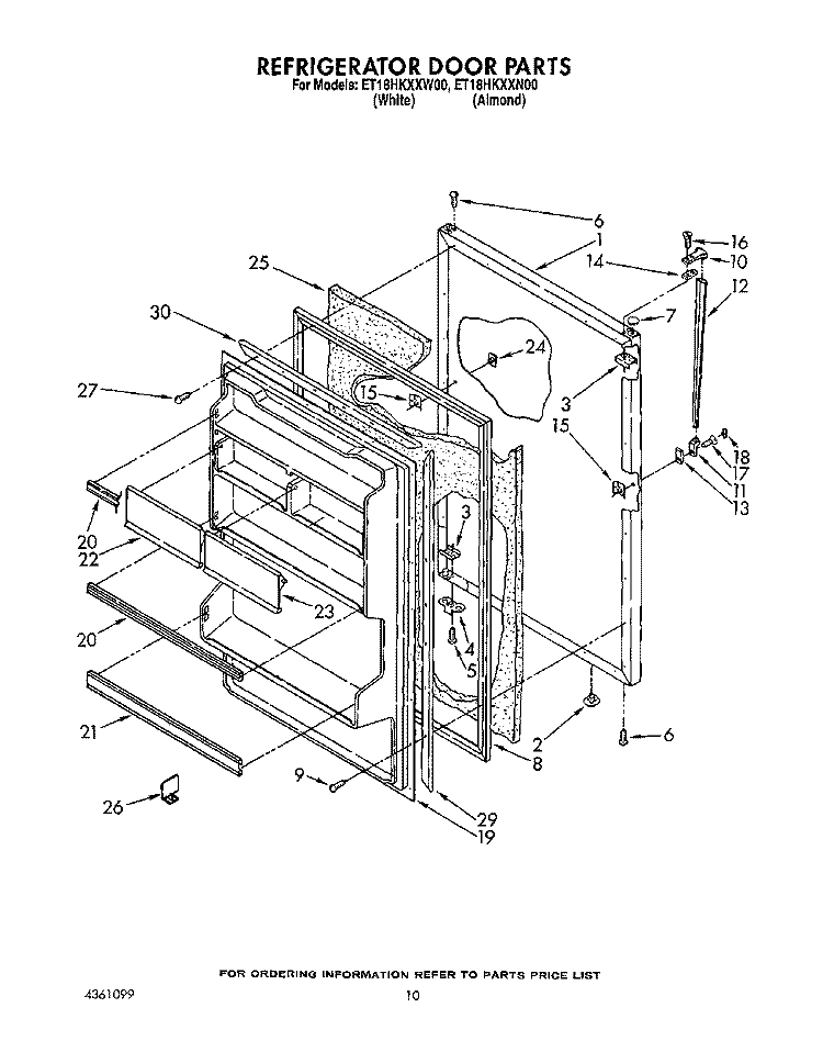 REFRIGERATOR DOOR, LIT/OPTIONAL Diagram and Parts List for ET18HKXXW00  Whirlpool Refrigerator