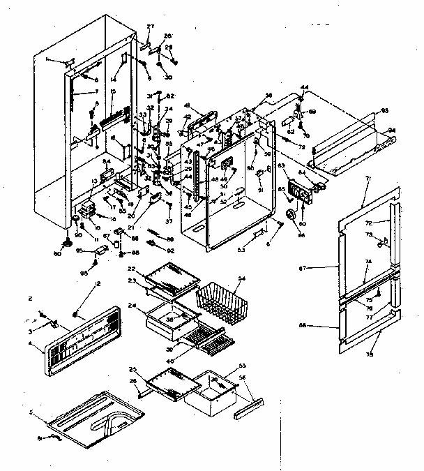 Cabinet Parts Diagram and Parts List for 106T16GL  Kenmore Refrigerator