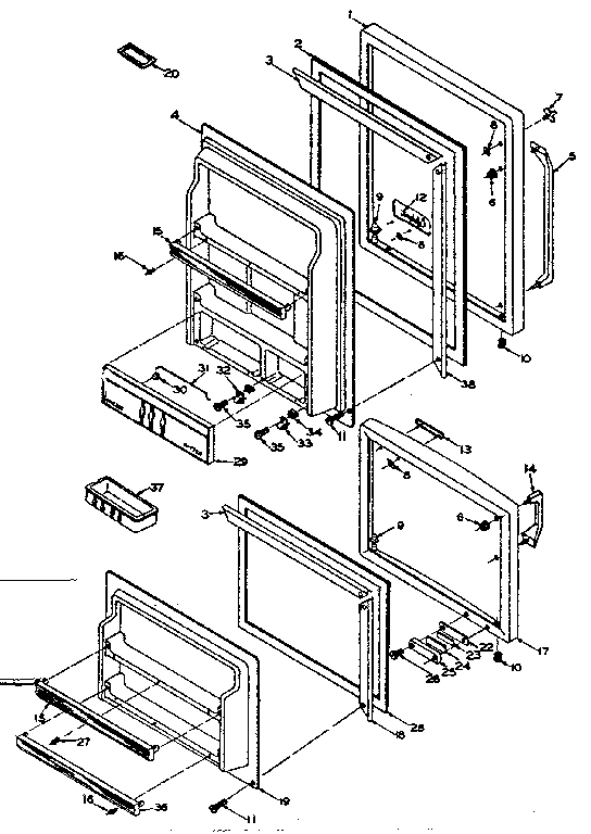 Door Parts Diagram and Parts List for 106S14F1  Kenmore Refrigerator