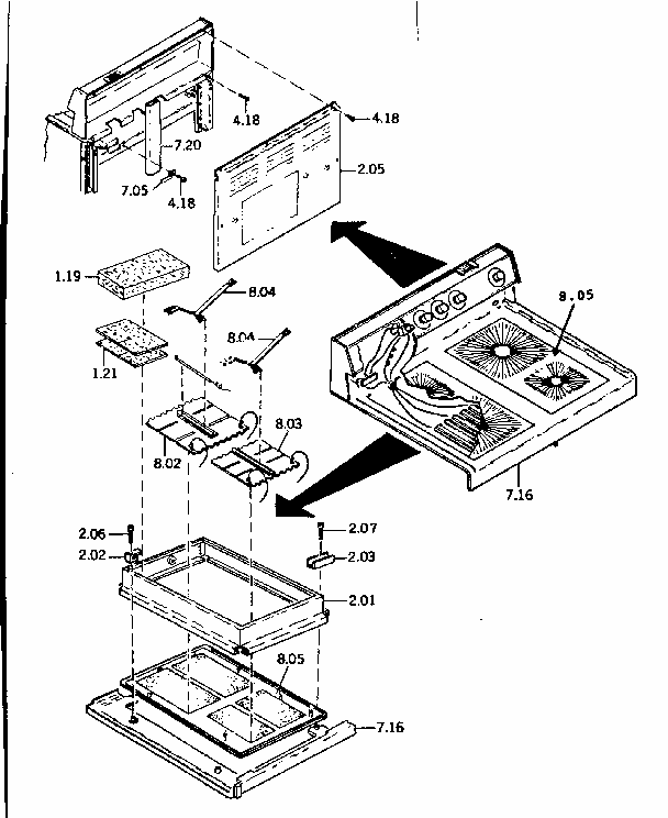 Rangetop Diagram and Parts List for 1189367100  Kenmore Range