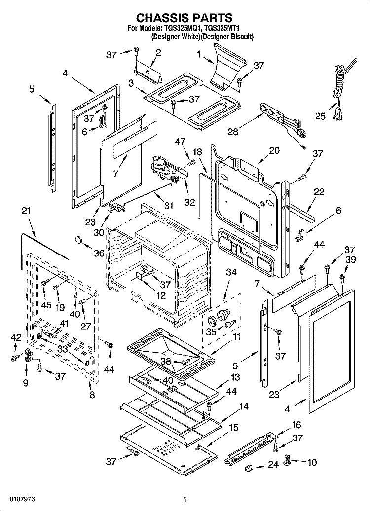 CHASSIS PARTS Diagram and Parts List for TGS325MT1  Estate Range