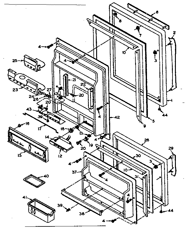 Door Parts Diagram and Parts List for 106T16GL1  Kenmore Refrigerator