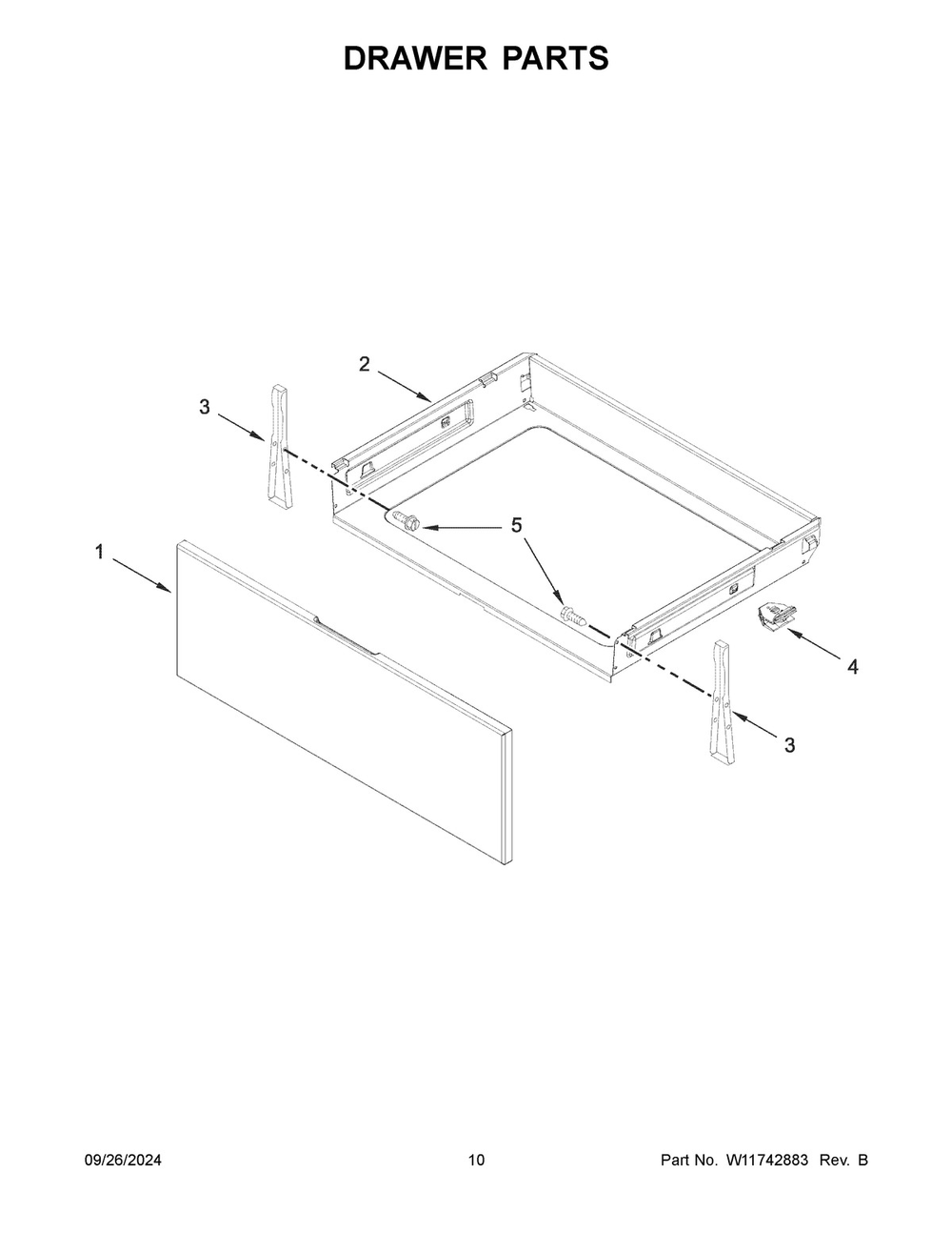 06 - Drawer Parts Diagram and Parts List for  Whirlpool Range