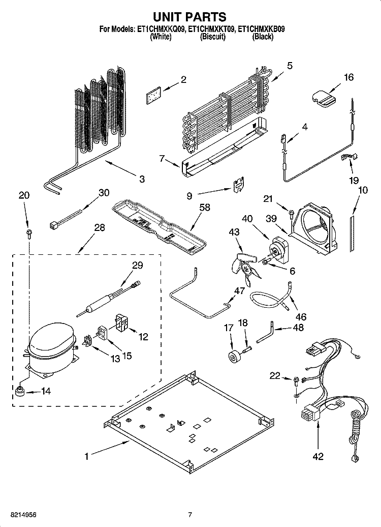 UNIT PARTS Diagram and Parts List for ET1CHMXKT09  Whirlpool Refrigerator