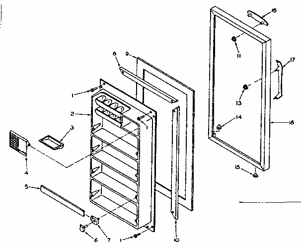 Door Parts Diagram and Parts List for 106T13ML  Kenmore Refrigerator