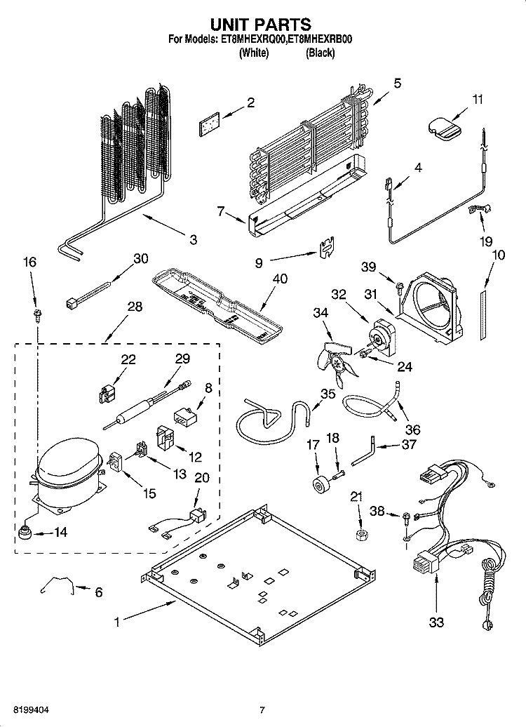 UNIT PARTS Diagram and Parts List for ET8MHEXRB00  Whirlpool Refrigerator