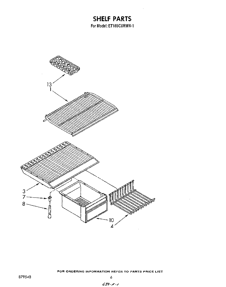SHELF Diagram and Parts List for ET18SCXRWR1  Whirlpool Refrigerator