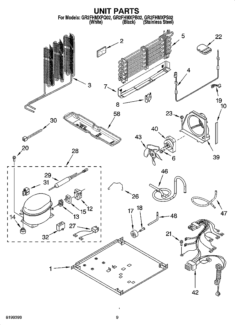 UNIT PARTS Diagram and Parts List for GR2FHMXPB02  Whirlpool Refrigerator