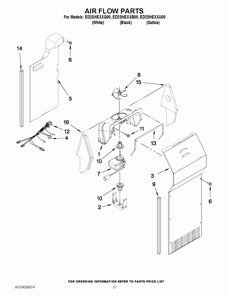 AIR FLOW PARTS Diagram and Parts List for  Whirlpool Refrigerator