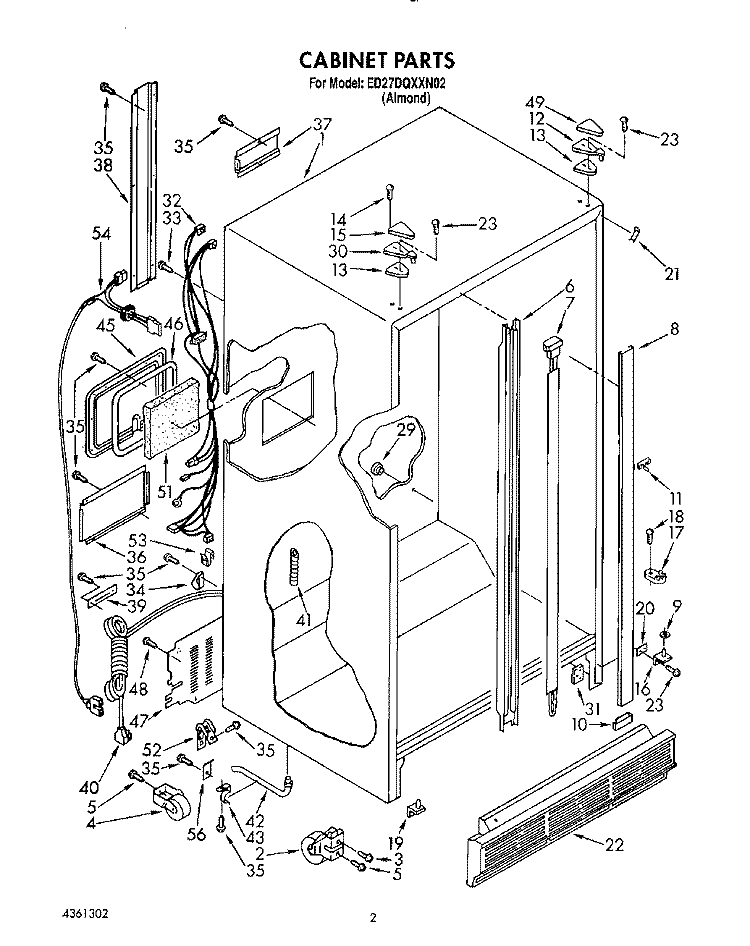 CABINET Diagram and Parts List for ED27DQXXN02  Whirlpool Refrigerator