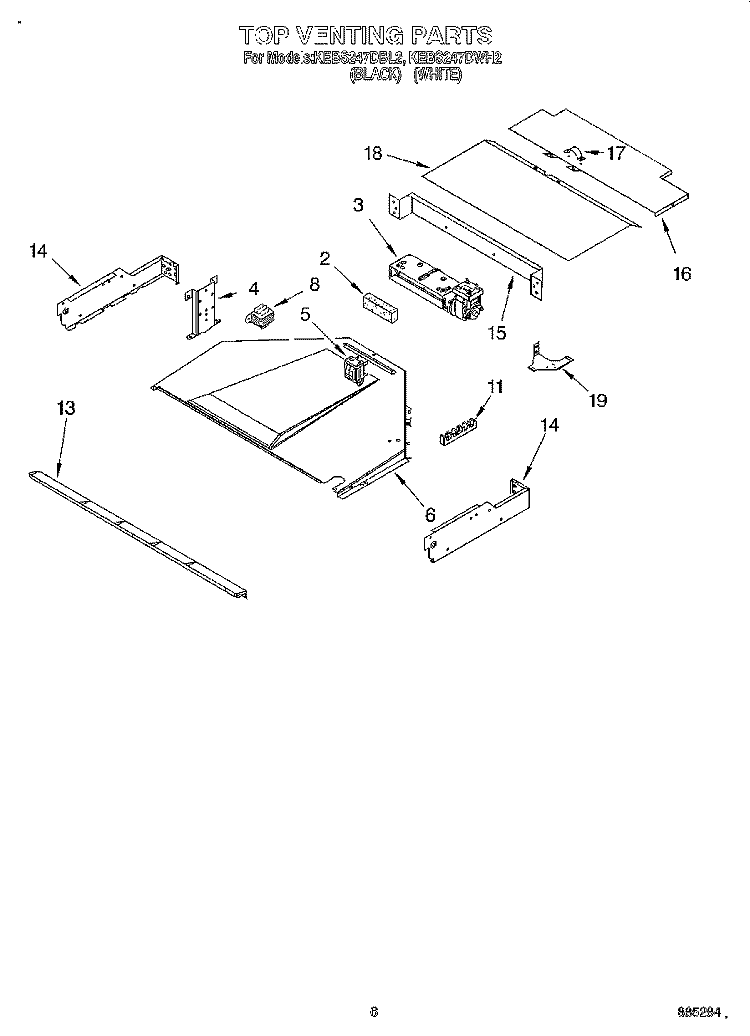 TOP VENTING, OPTIONAL Diagram and Parts List for KEBS247DBL2  KitchenAid Wall Oven