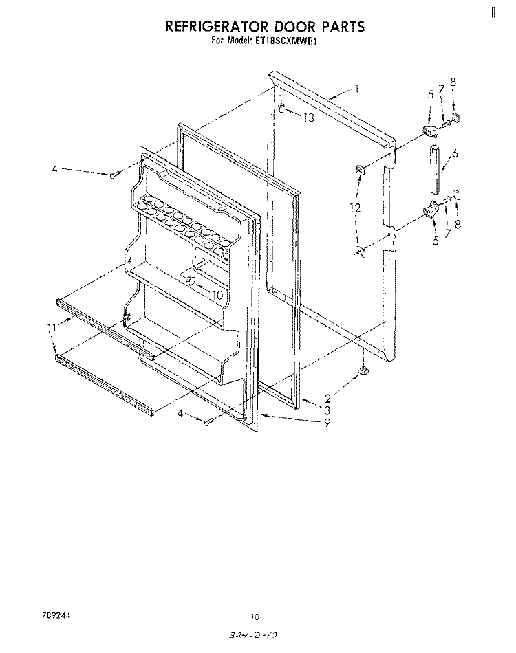 REFRIGERATOR DOOR , MISCELLANEOUS Diagram and Parts List for ET18SCXMWR1  Whirlpool Refrigerator