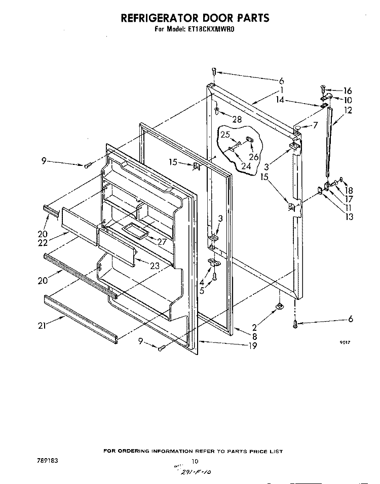 REFRIGERATOR DOOR , MISCELLANEOUS Diagram and Parts List for ET18CKXMWR0  Whirlpool Refrigerator