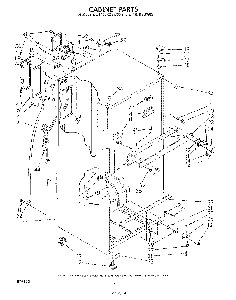 CABINET Diagram and Parts List for ET18JKYSN05  Whirlpool Refrigerator