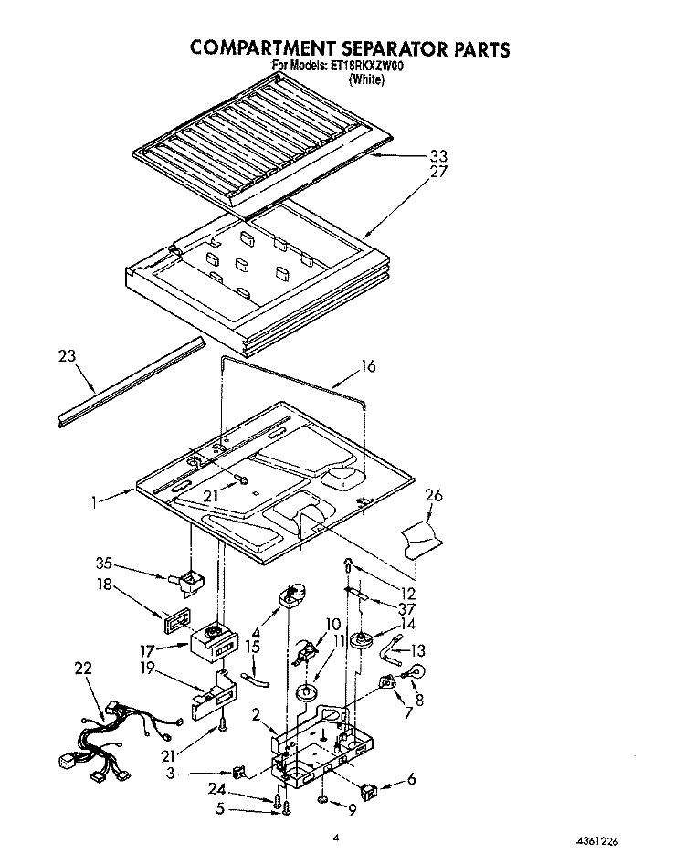 COMPARTMENT SEPARATOR Diagram and Parts List for ET18RKXZW00  Whirlpool Refrigerator